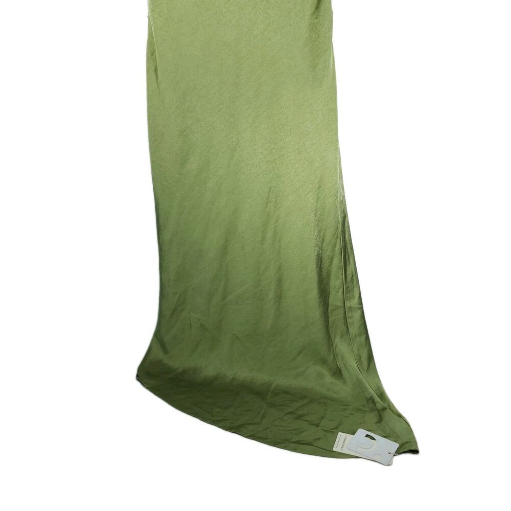 NWT Commense Sz S Green Glossy Satin Cowl Back Evening Wedding Maxi Dress - Picture 3 of 10